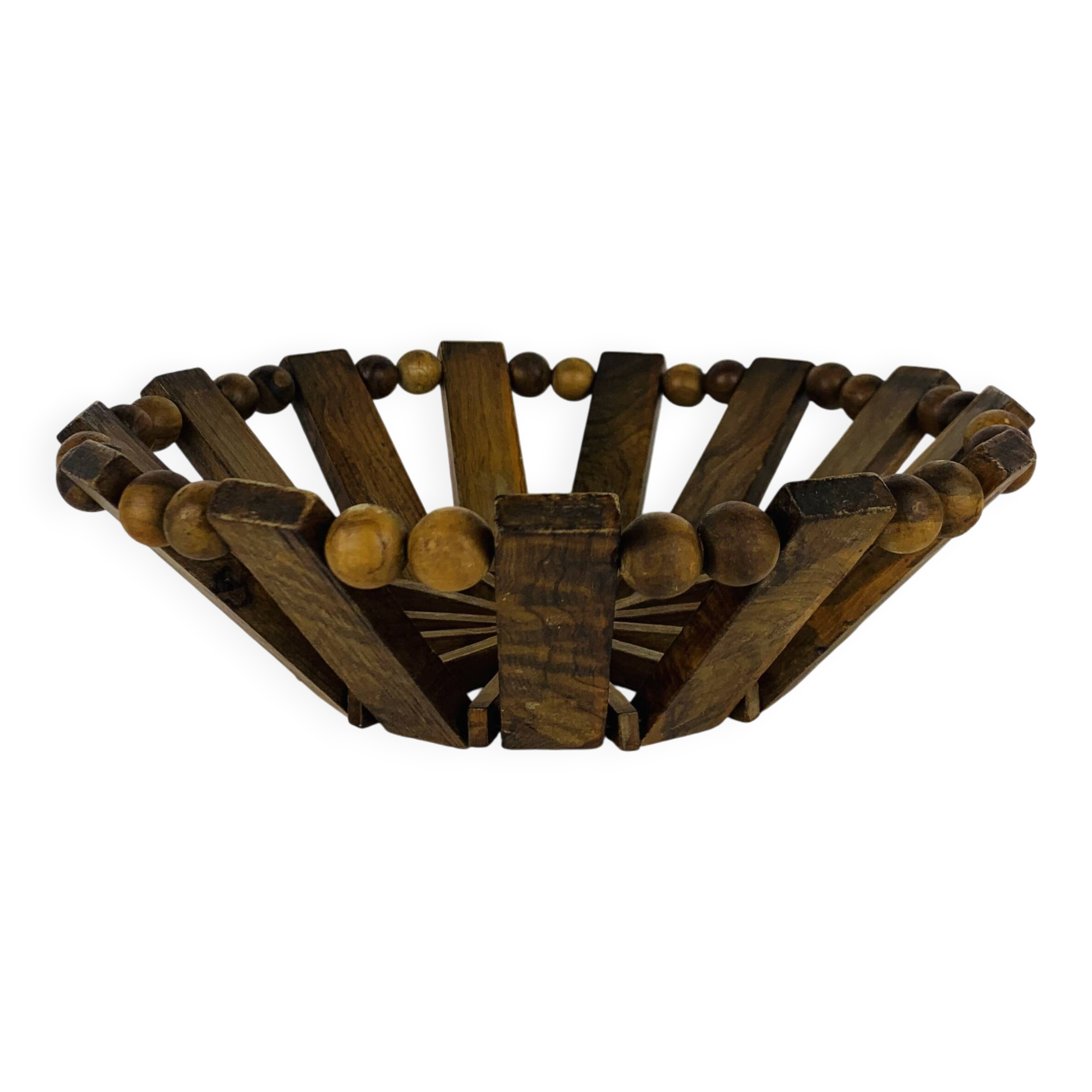 Vintage olive wood fruit bowl, 1960s