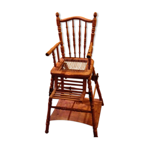 chaise haute ancienne pour bébé en bois