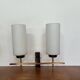 Pair of wall lights in gilded metal and opaline glass