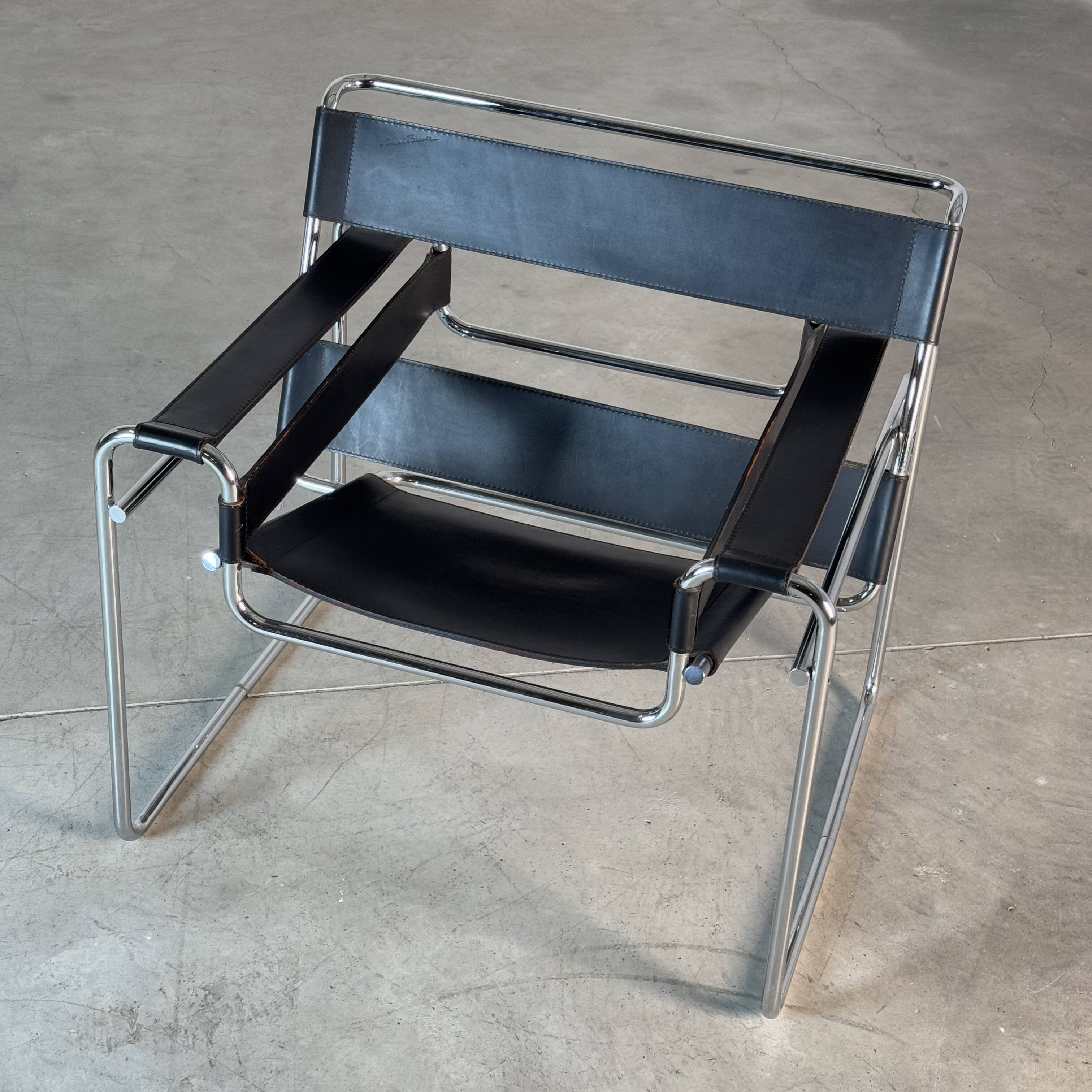 Marcel Breuer Wassily Chair for Gavina, Bauhaus Icon in Leather, 1960s