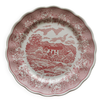 Grande assiette plate n. fontebasso 1760 couleur rose
