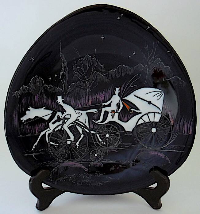 Pair of decorative plates: "Rally" & "Bal at the Opera".