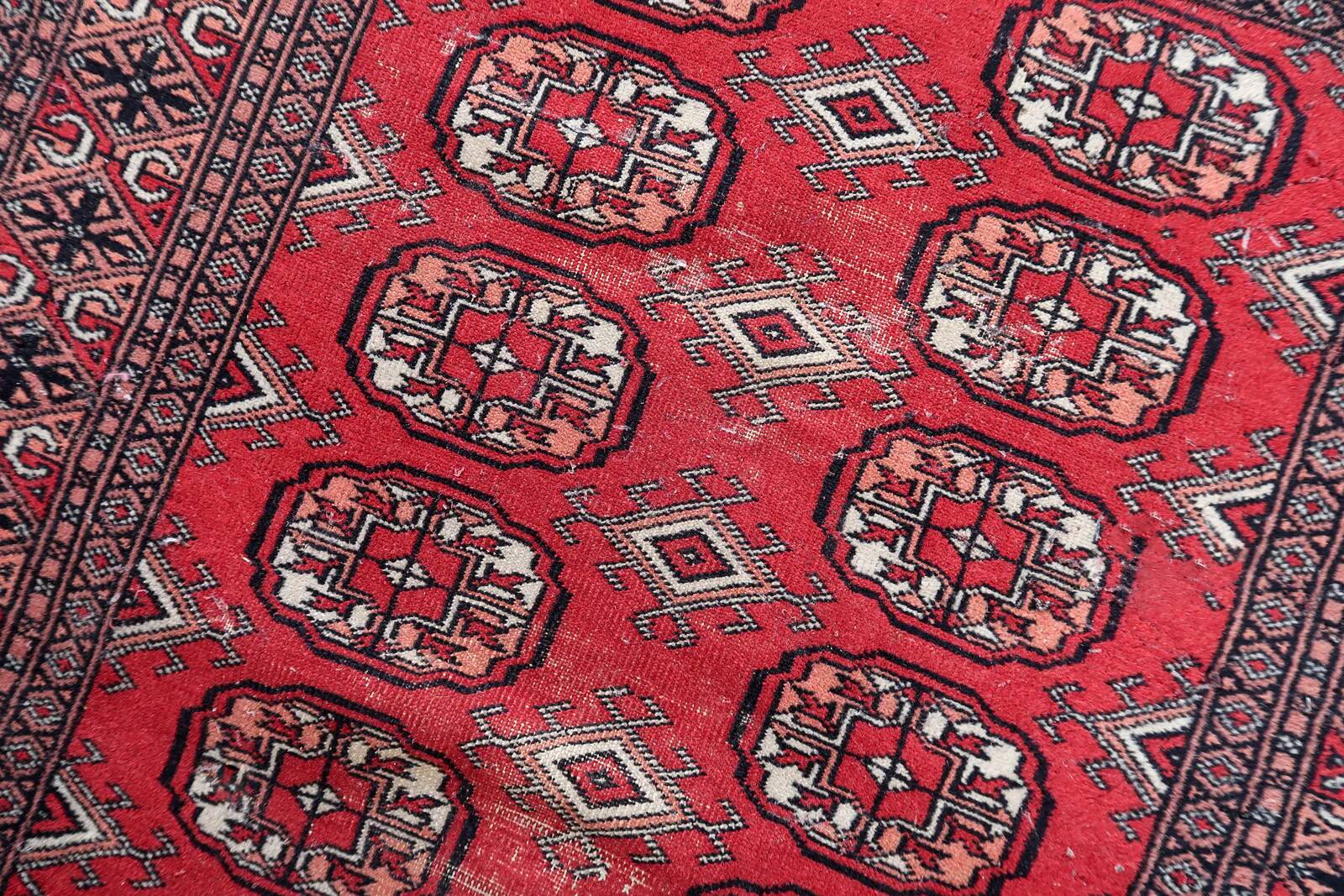 Handmade vintage Uzbek Bukhara runner 80cm x 274cm, 1960s