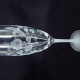 AVON crystal champagne flutes, engraved