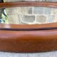 1970 wood and leather 86cm round mirror design