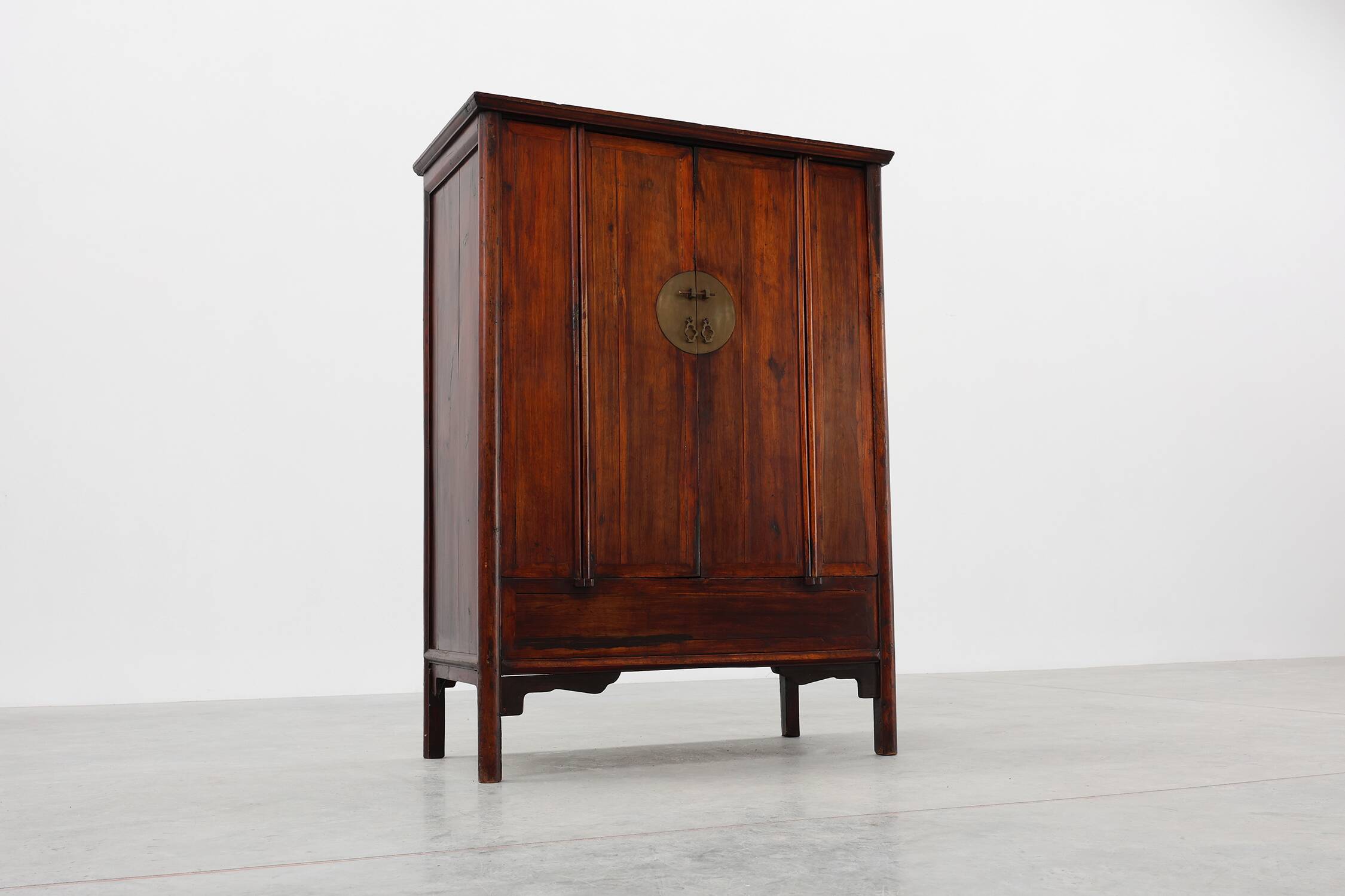 Large wooden Chinese 19th Century Qing Dynasty Wedding or Tapering Cabinet