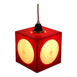 Red space age pendant lamp in plastic - 1970s lighting