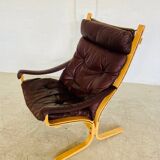 Vintage mid-century scandinavian brown leather lounge chair by ingmar relli