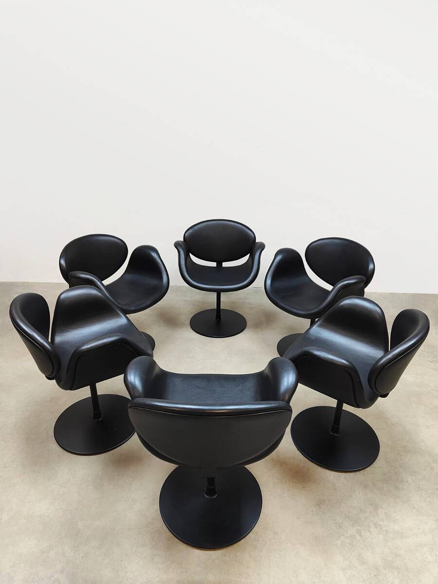 Vintage Dutch design 'Little Tulip' swivel chairs by Pierre Paulin for Artifort