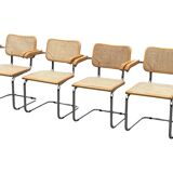 Set of 4 Cesca chairs model B64 with armrests Cesca Marcel breuer design