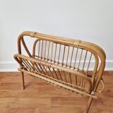 Foldable rattan magazine rack - Vintage