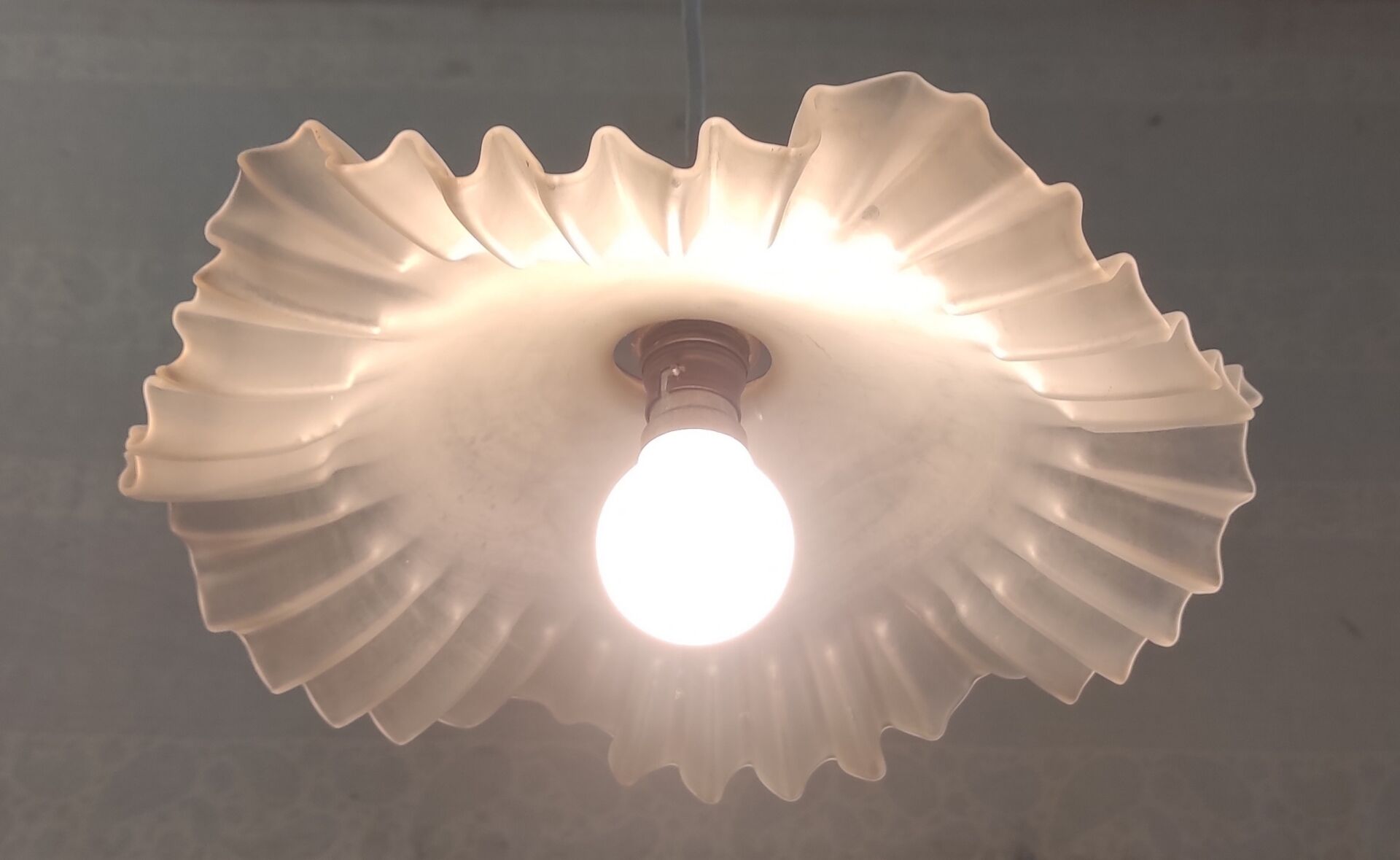 Pleated glass lampshade - mid 20th century