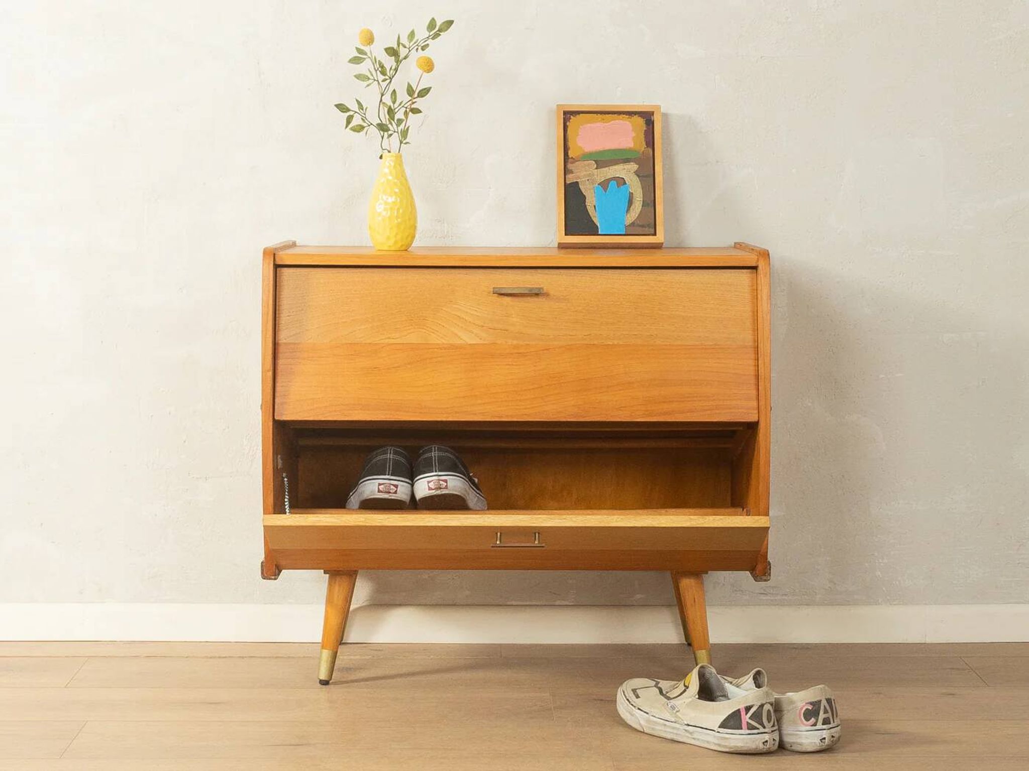 Cabinet à chaussures style mid-century, années 1950