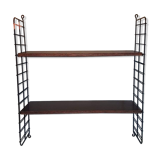 Wall shelf 2 planks tomado dark wood and black metal structure