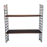 Wall shelf 2 planks tomado dark wood and black metal structure