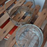 Former servant or sugar bowl, glass and silver