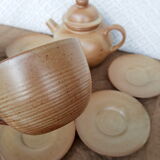 Vintage CNP France village stoneware chocolate tea coffee set