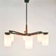Vintage - Denemarken - 6 armige plafonlamp - teak - metaal - opaal glas - 60's