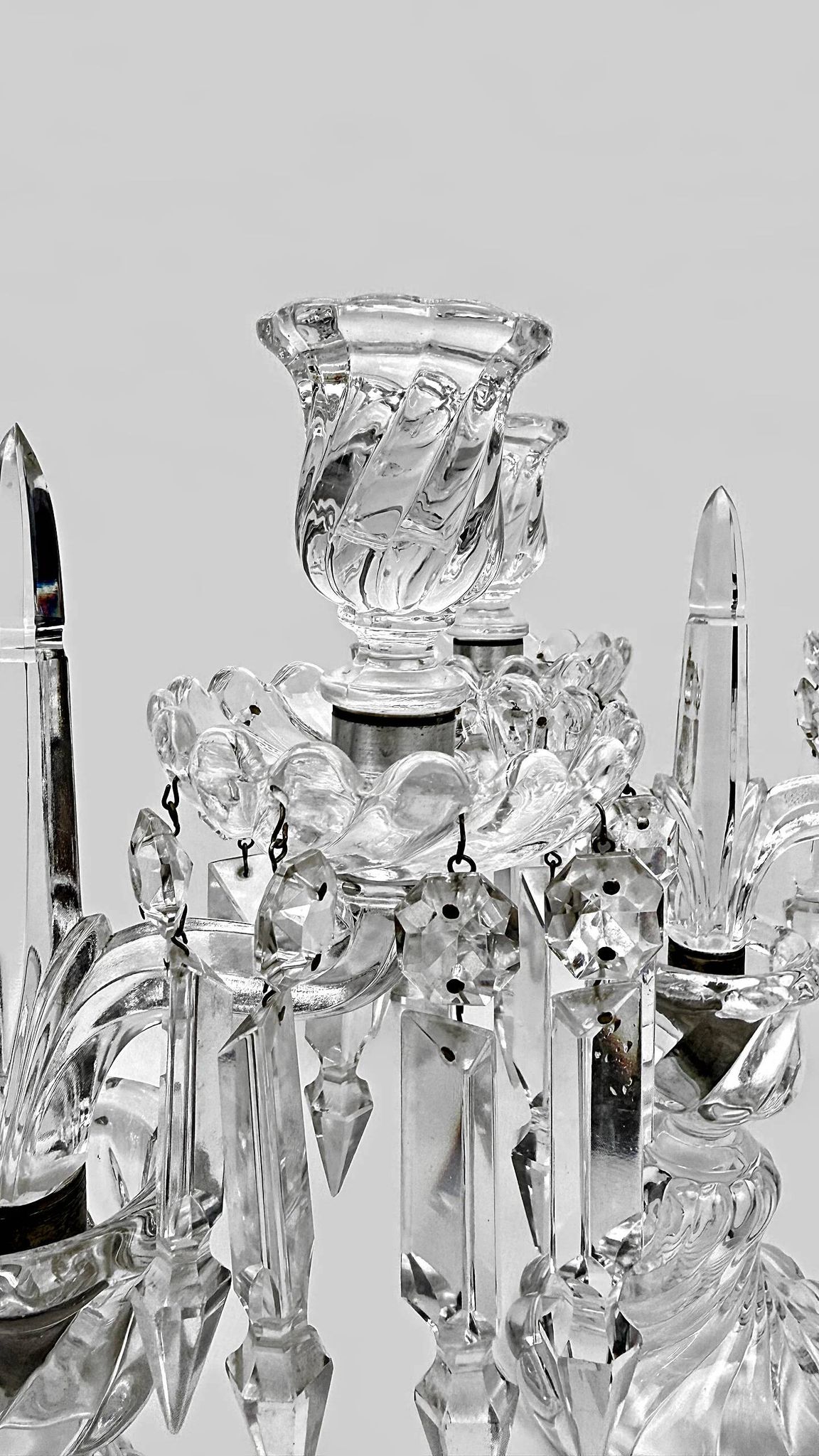 Baccarat, pair of two-light candelabra, Bambou Tors model.