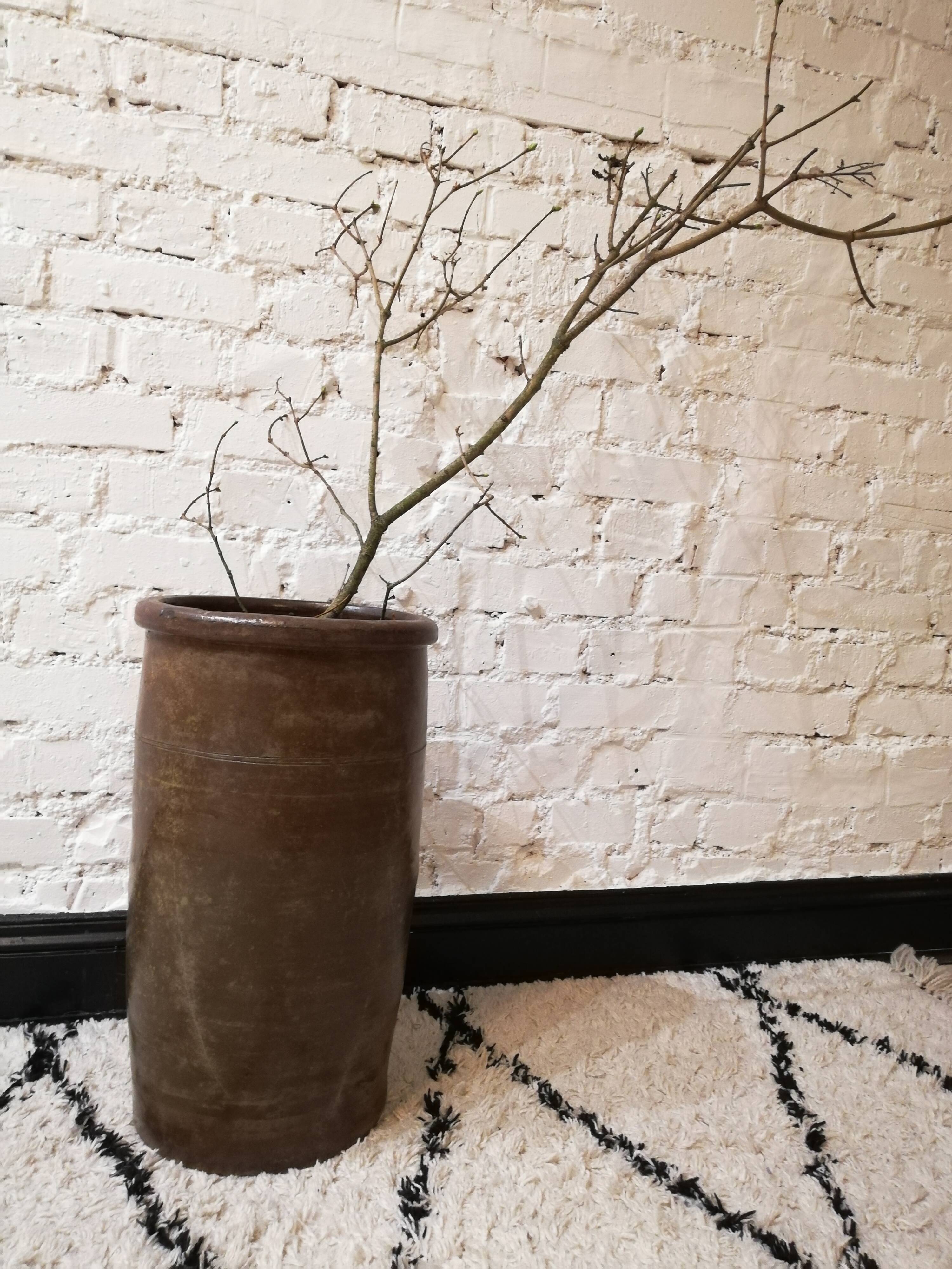 Brown glazed stoneware pot