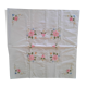 Nappe fleurs roses brodée main