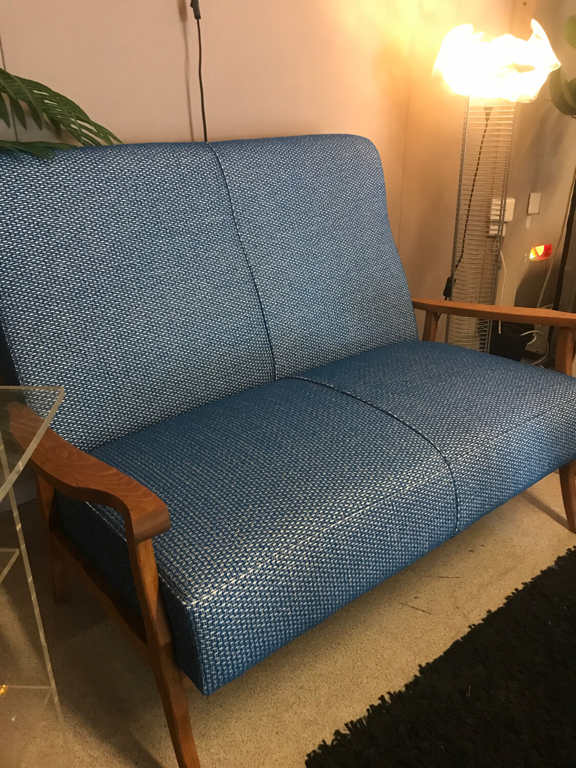 Vintage bench compatible for outdoor use.