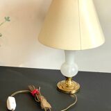 LAMPE Verre OPALIN et Laiton VINTAGE