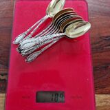 Ravinet d'Enfert: 12 small spoons in solid silver and vermeil, Rococo