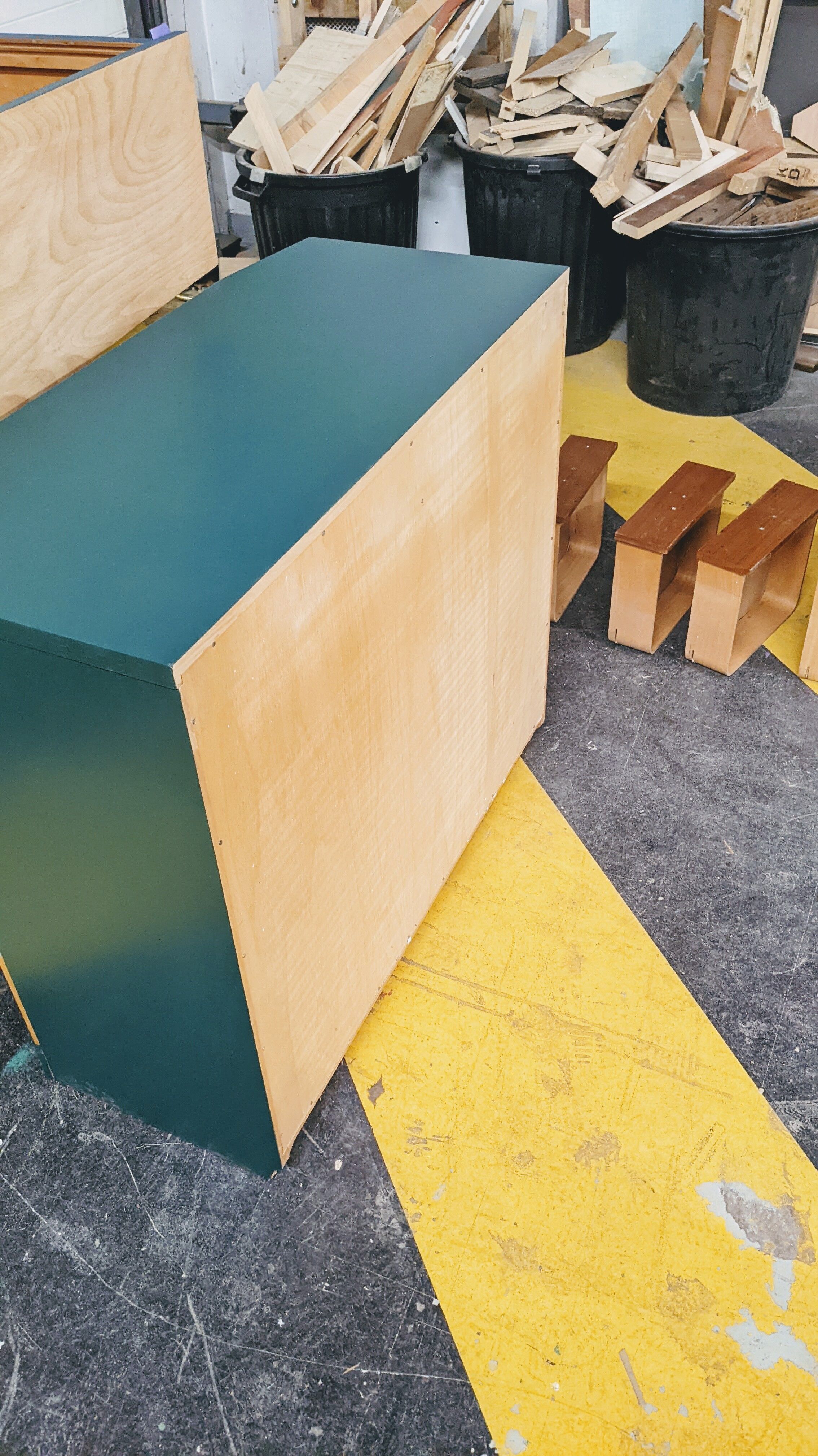 Vintage wooden & green sideboard