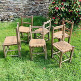 Ensemble de 6 chaises paillées