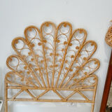 Vintage headboard peacock rattan