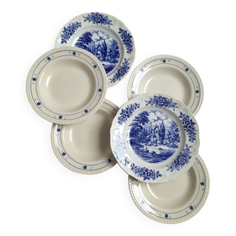 Vintage blue soup plates