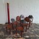 Set of 6 mid century Brutalist teak and steel dining chairs, 1960s
