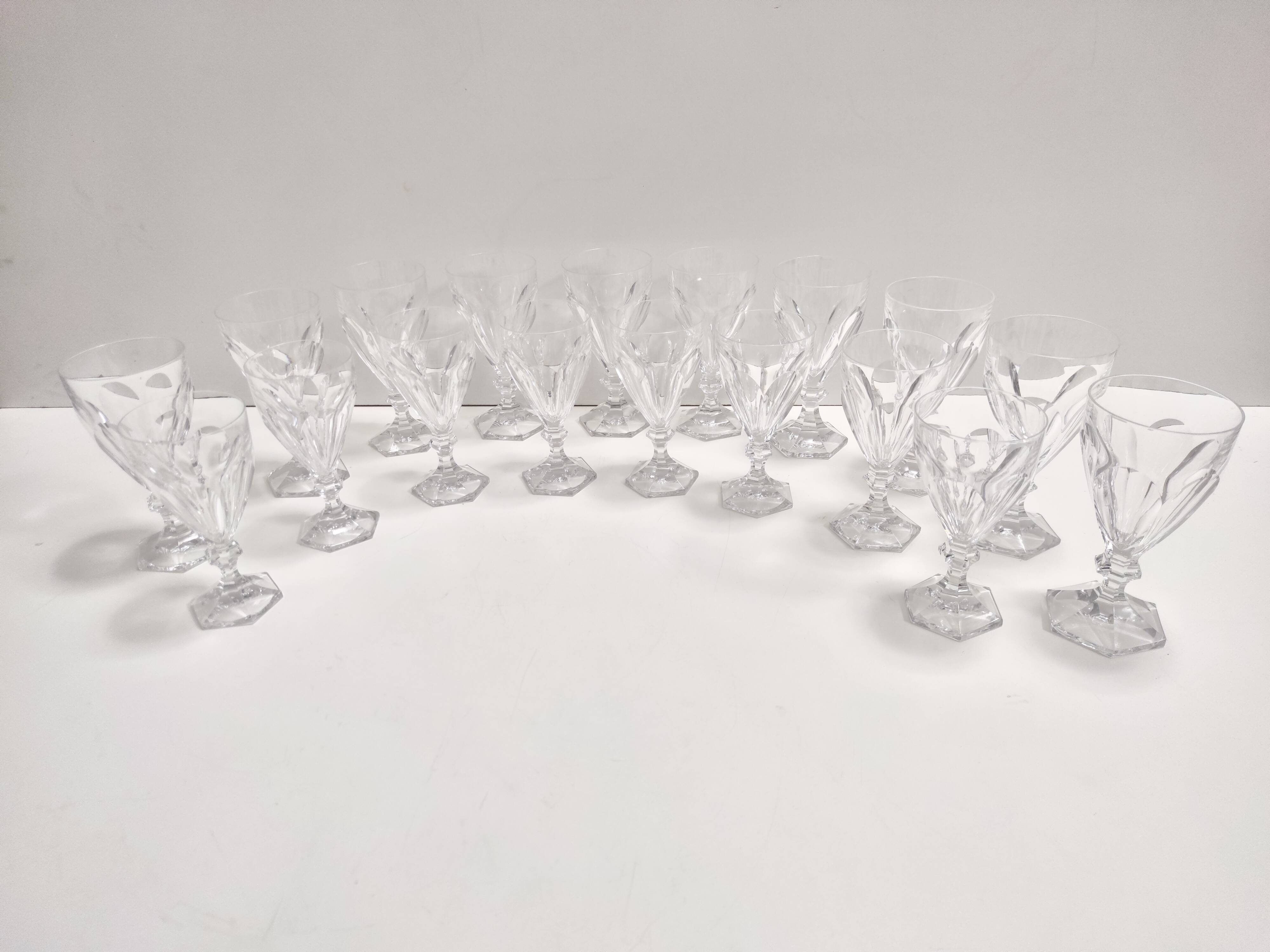 Postmodern Set of Eighteen Solid Crystal Drinking Glasses by Kosta Boda, Sweden