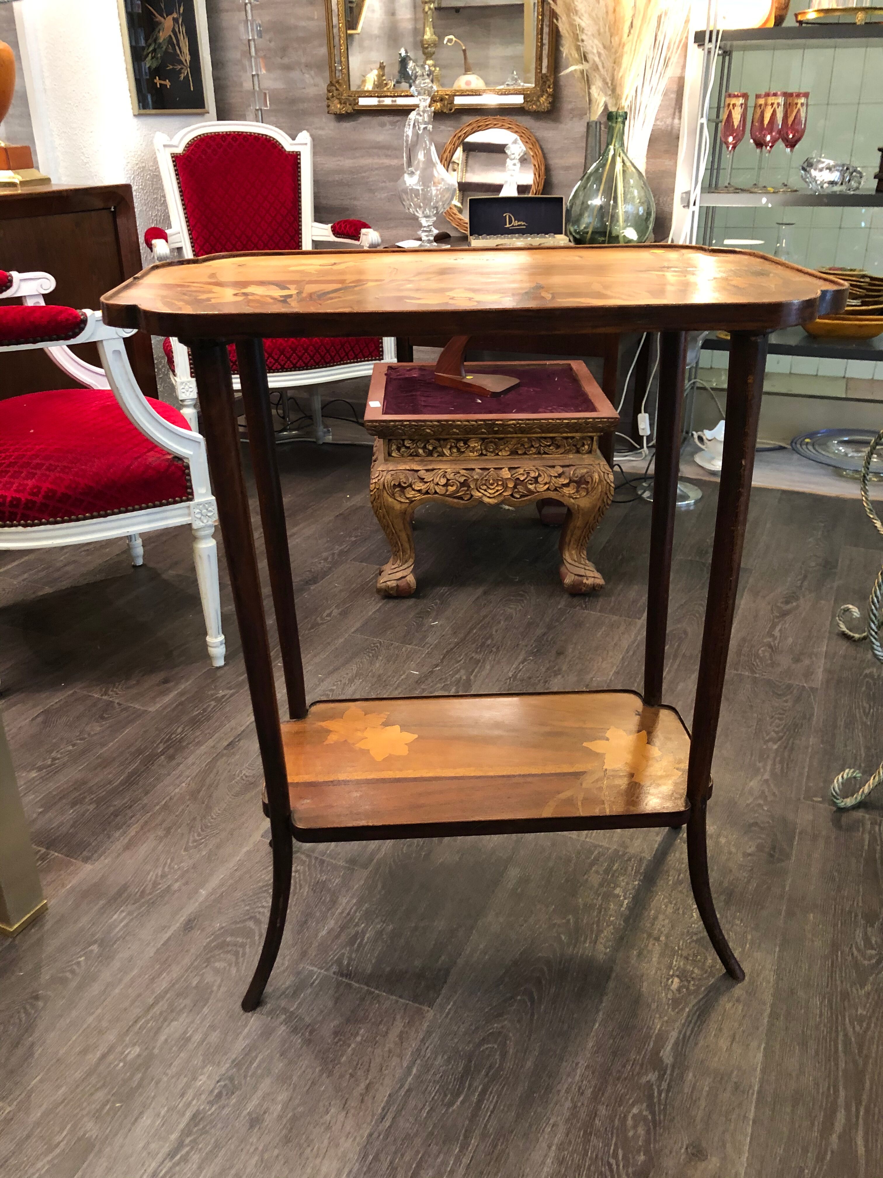 Table branding art nouveau galle wood flowers