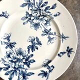 Large round Lunéville dish in blue ironstone, "Azaléa" service