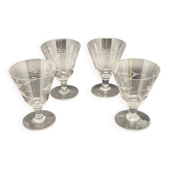 Water glasses with chiseled pattern (ears of wheat)