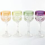 Mid-Century Hand Blown Crystal Wine Glasses from Hofbauer, Set of 6