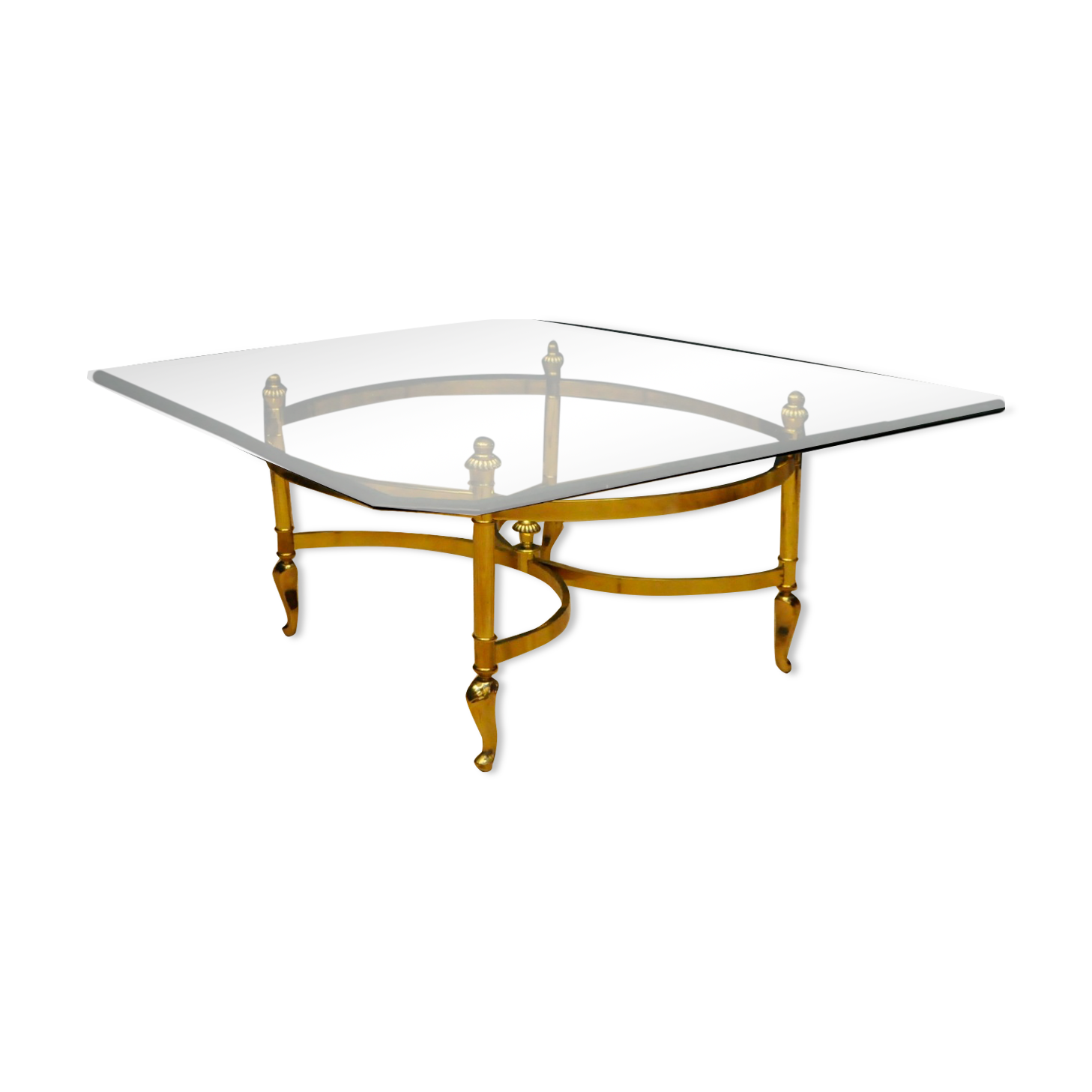 Glass coffee table and gilding Hollywood Regency