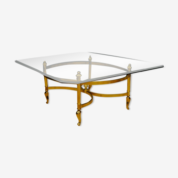 Glass coffee table and gilding Hollywood Regency