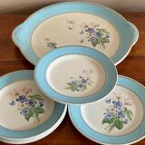 Plat à gâteau et 5 assiettes à dessert fb limoges
