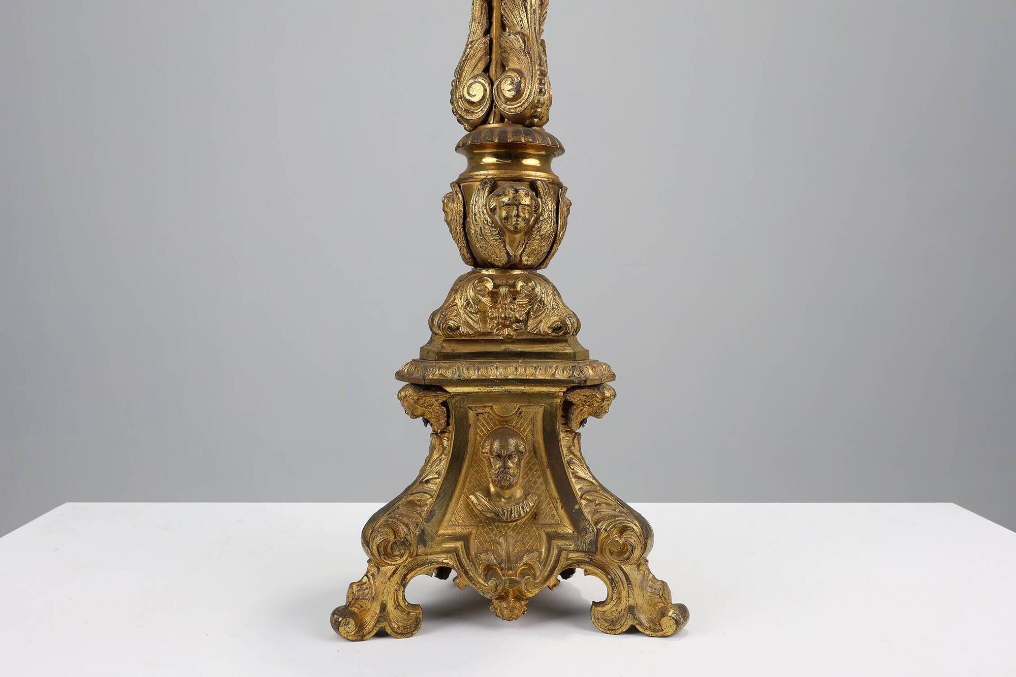Large 18th century bronze and copper church candle holder, France