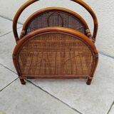 Vintage rattan cane magazine rack