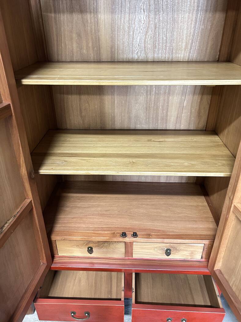 Red solid wood wedding wardrobe