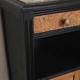 Bedside 1940s wooden and marble grey/bordeaux top