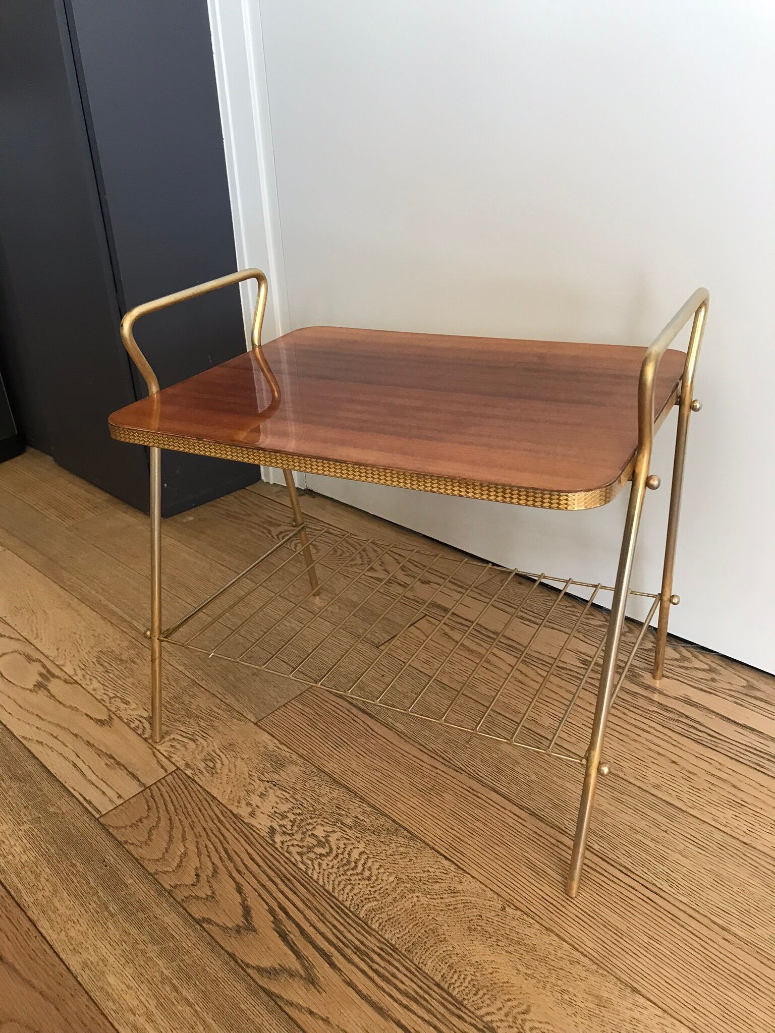 Side table gold plate vintage formica