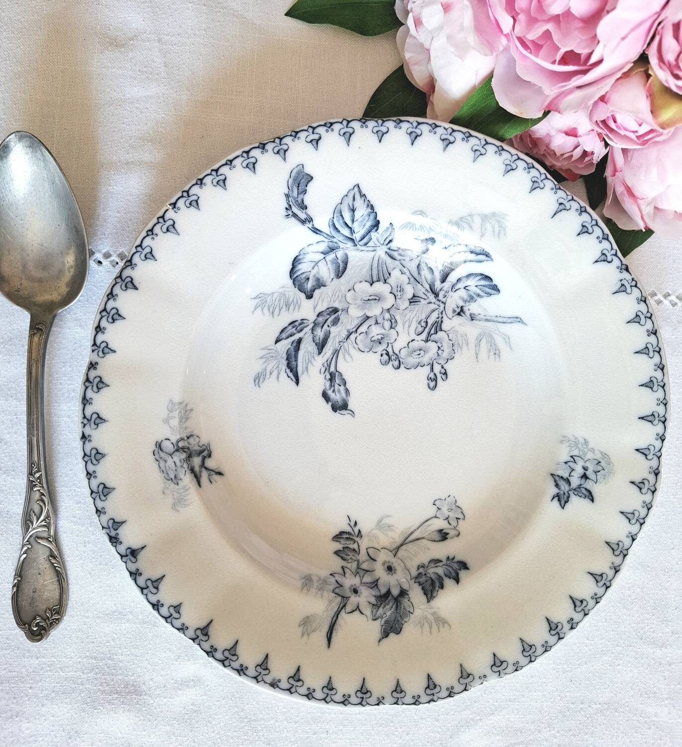 Antique earthenware soup plates