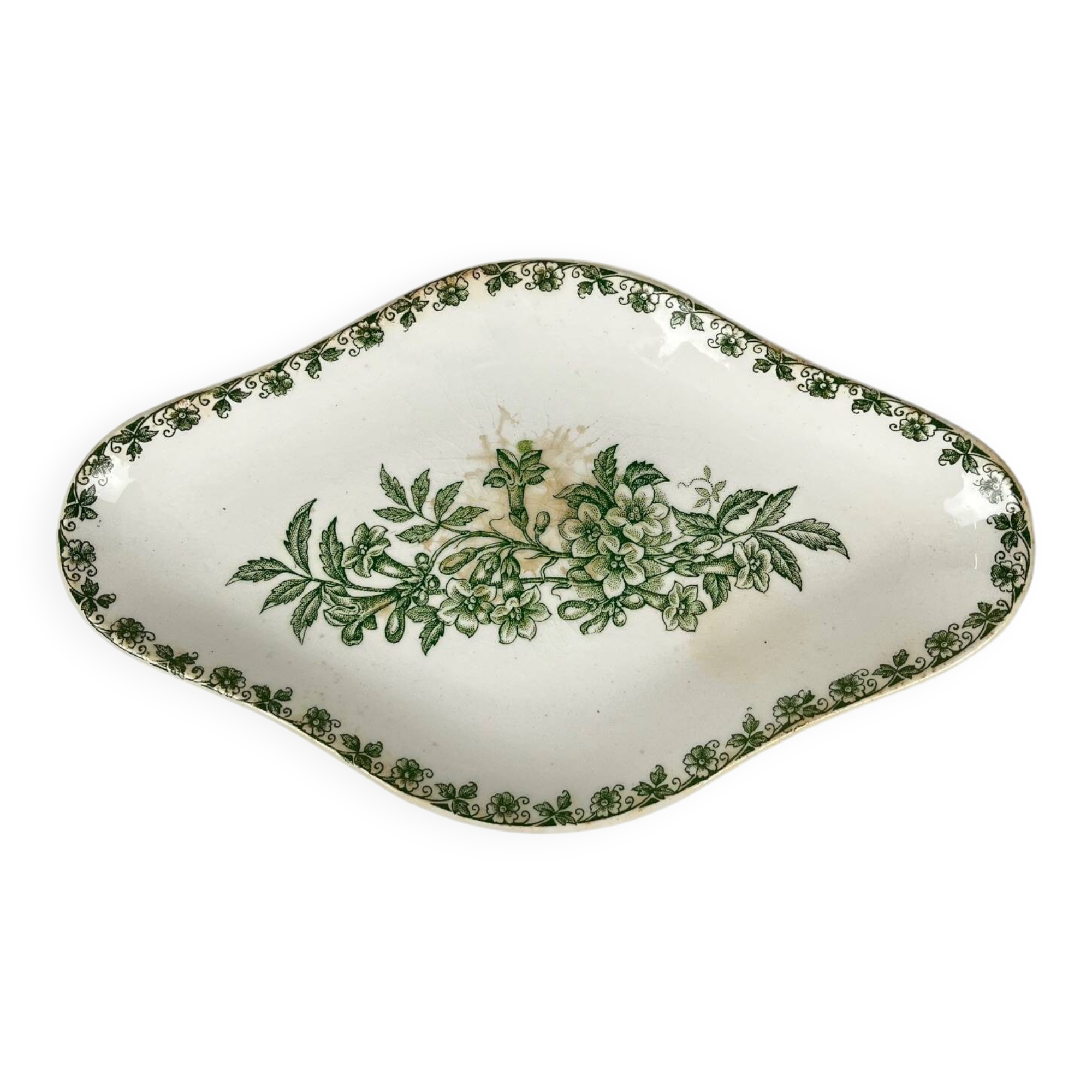 Rare "Denise" Ironstone Ravier by St Amand, green, early 20th century
