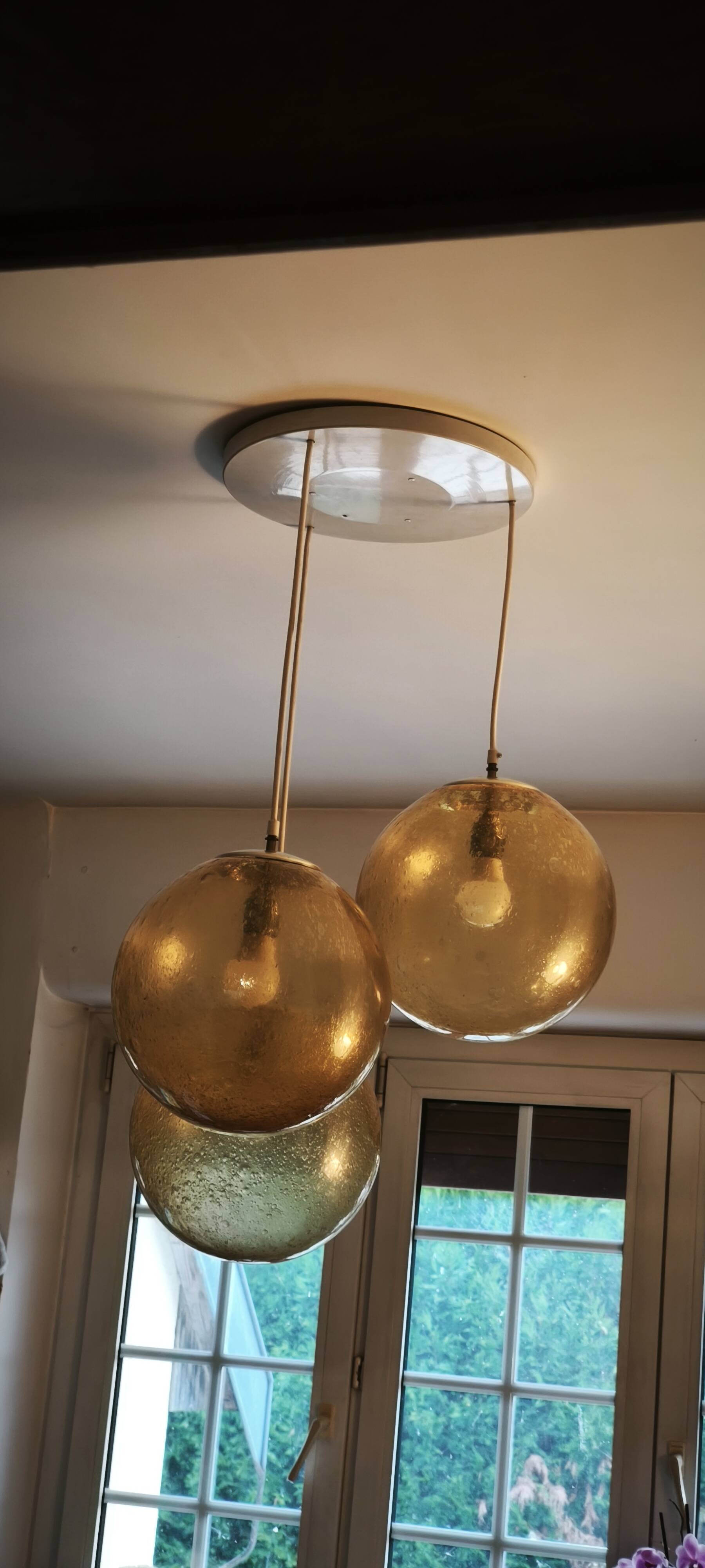Amber glass ball suspension light Parscot
