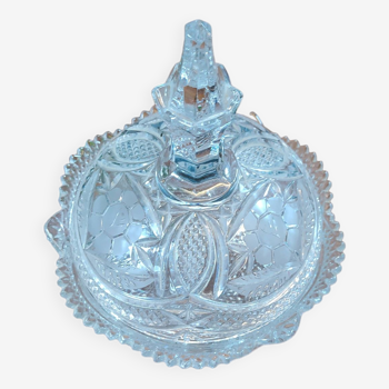 Vintage carved glass candy box